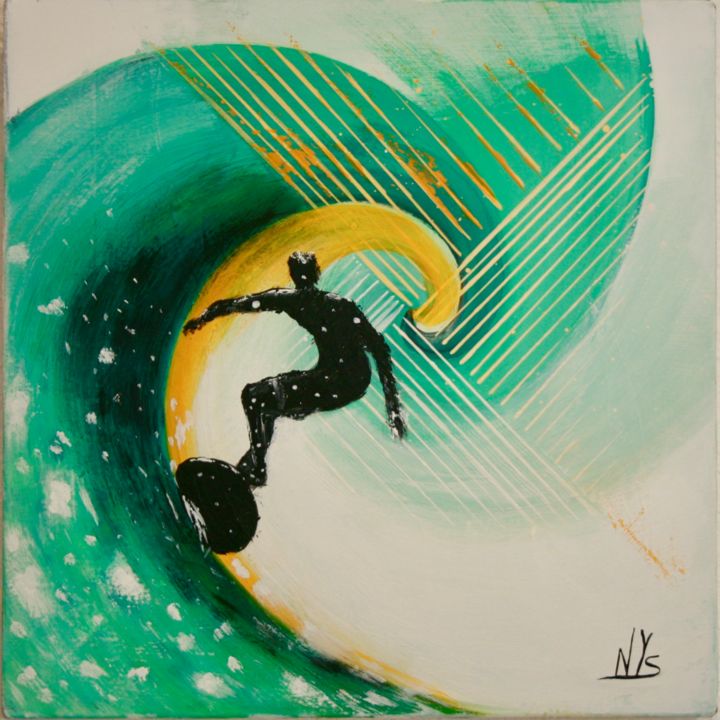 Peinture intitulée "L'Homme et la vague" par Nys, Œuvre d'art originale, Acrylique