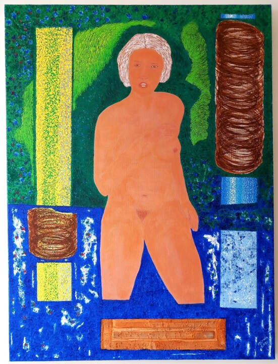 Картина под названием "Eurydice guidée par…" - Sylvain Zabeth, Подлинное произведение искусства, Акрил