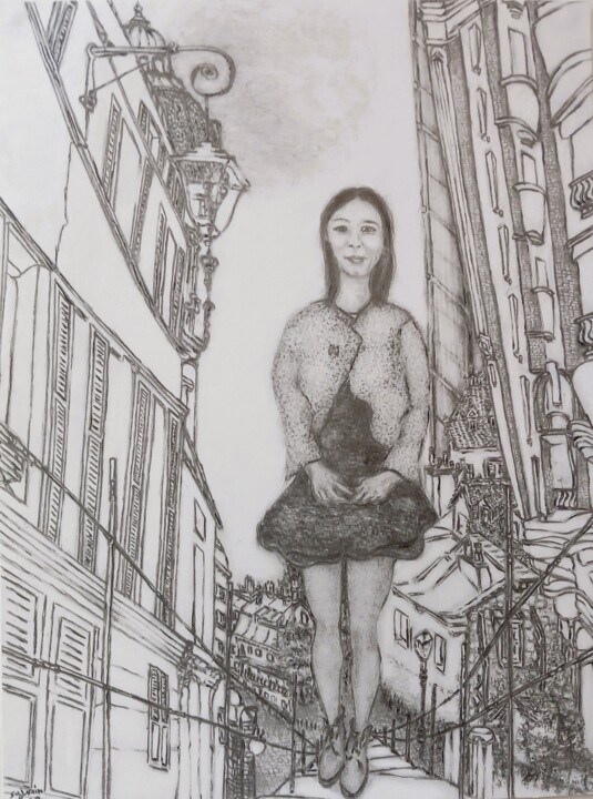 Рисунок под названием "les nuits de la ple…" - Sylvain Zabeth, Подлинное произведение искусства, Карандаш