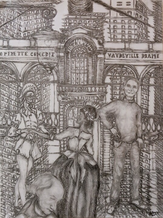 Desenho intitulada "Les tontons flingue…" por Sylvain Zabeth, Obras de arte originais, Lápis