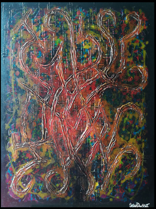 Painting titled "Sigil 01 / titre te…" by Sylvain Dousset, Original Artwork, Acrylic Mounted on Wood Stretcher frame