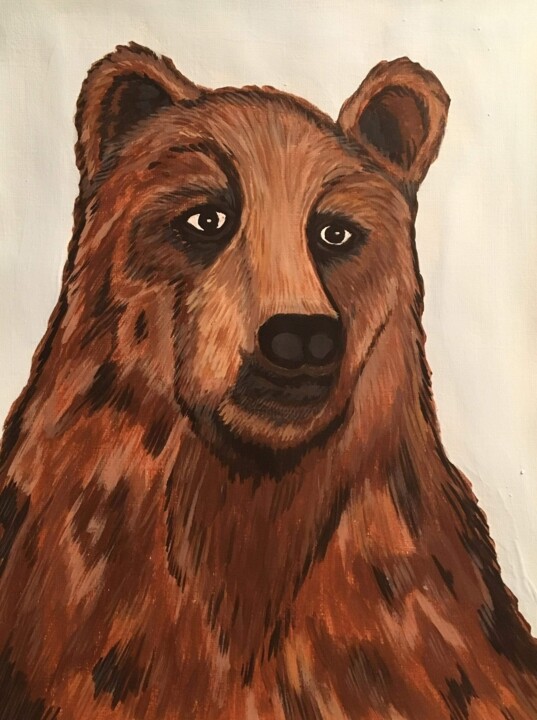Painting titled "Ours" by Sylvain Therrien, Original Artwork, Acrylic