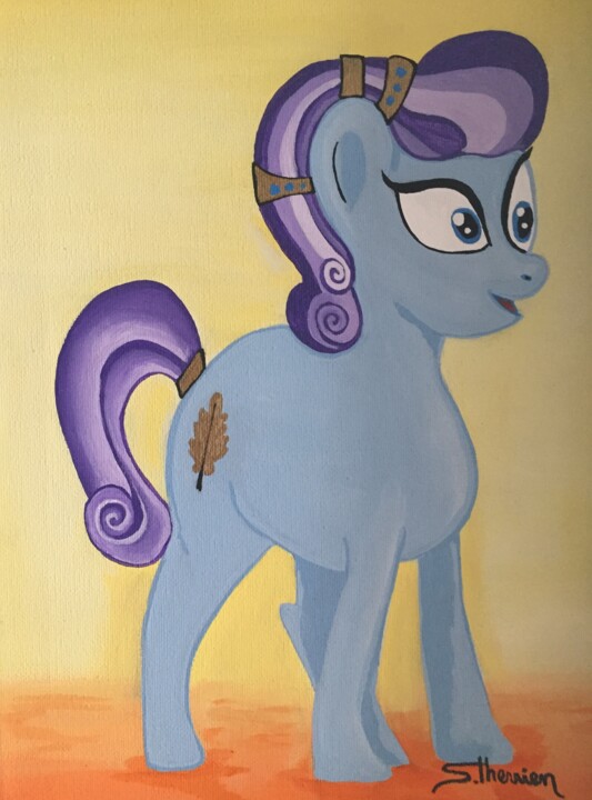 Painting titled "Pony bleu" by Sylvain Therrien, Original Artwork, Acrylic