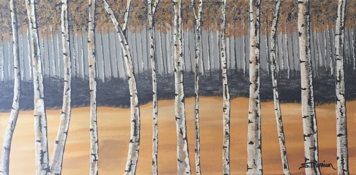 Painting titled "Forêt" by Sylvain Therrien, Original Artwork, Acrylic