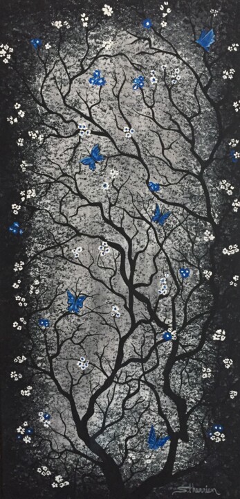 Pintura titulada "Les papillons" por Sylvain Therrien, Obra de arte original, Acrílico