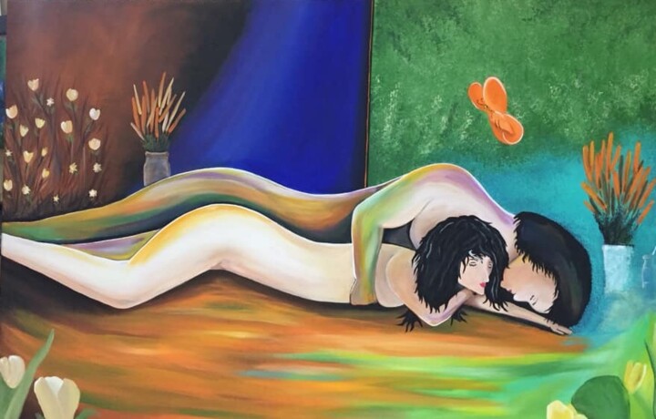 Pintura titulada "Le couple" por Sylvain Therrien, Obra de arte original, Acrílico