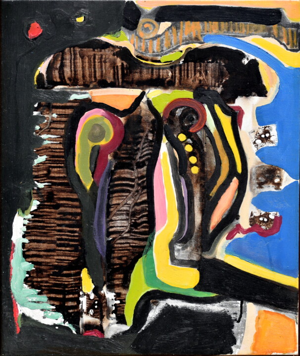 Malerei mit dem Titel "Profil auditif" von Sylvain Thieurmel, Original-Kunstwerk, Öl Auf Keilrahmen aus Holz montiert