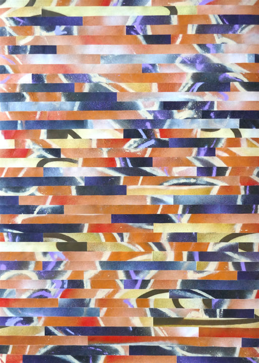 Collagen mit dem Titel "Vior" von Sylvain Dausse, Original-Kunstwerk, Sprühfarbe