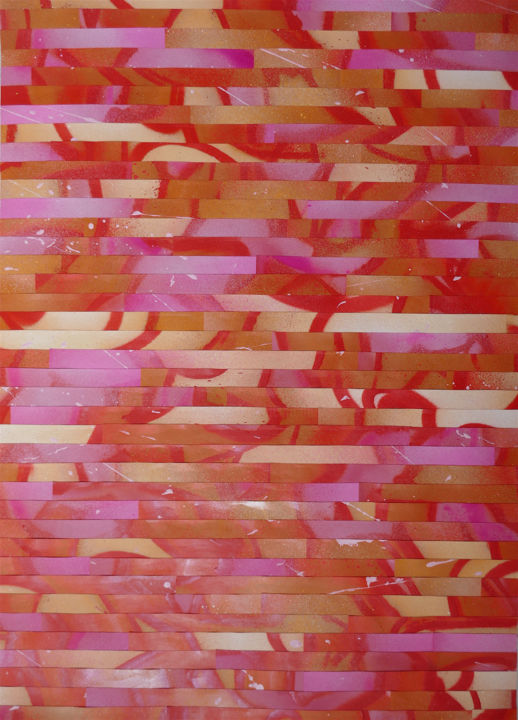 Colagens intitulada "Roange" por Sylvain Dausse, Obras de arte originais, Colagens