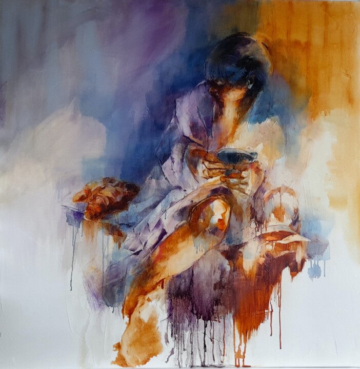 Peinture intitulée "breakfast time" par Sylvaine Catoire, Œuvre d'art originale, Huile