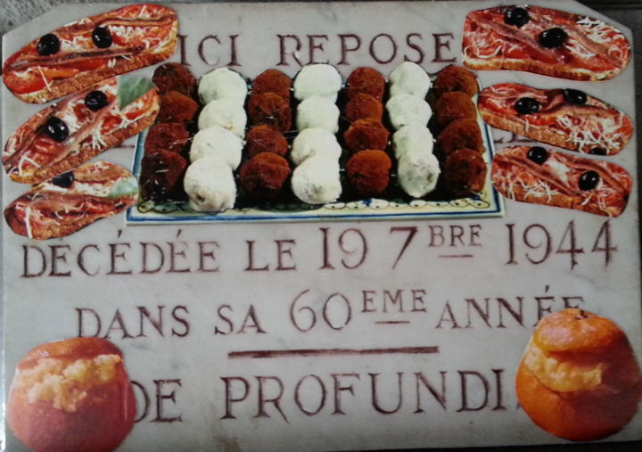 Peinture intitulée "epitaphe gourmande" par Sylvain Vabien, Œuvre d'art originale,