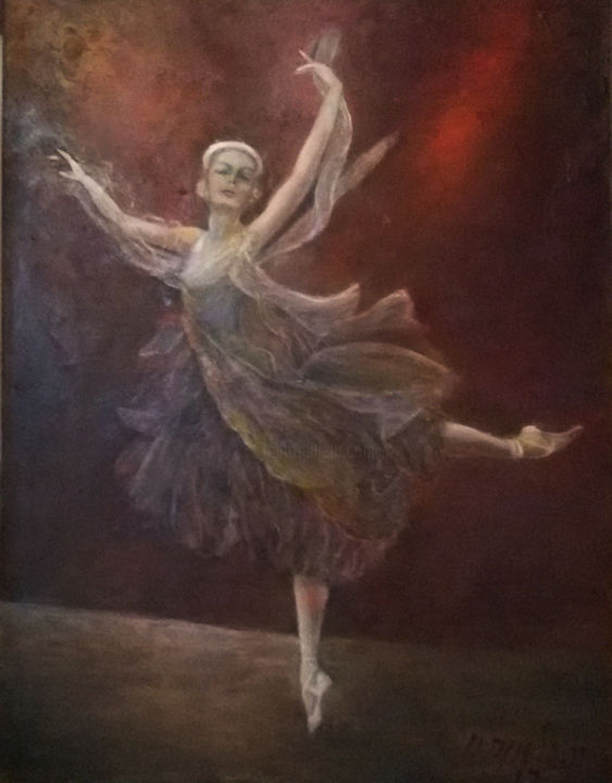 Painting titled "Ballet Dancer Anna…" by Sylva Zalmanson, Original Artwork, Oil