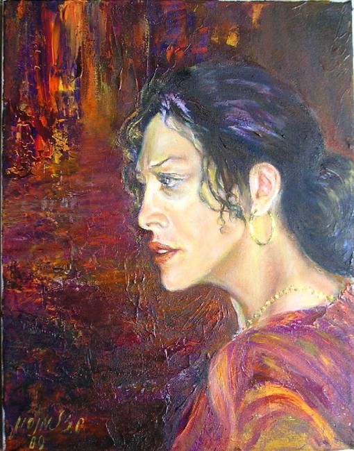 Painting titled "Flamenco girl" by Sylva Zalmanson, Original Artwork, Oil