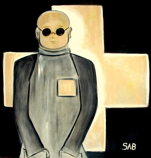 Картина под названием "Bob in Darfour" - Sylvia Adjabroux, Подлинное произведение искусства, Масло