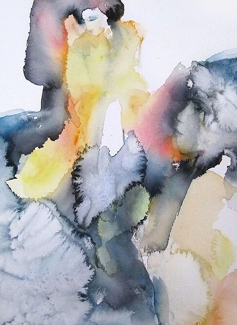 Painting titled "Emergence" by Sylvia Baldeva, Original Artwork, Watercolor