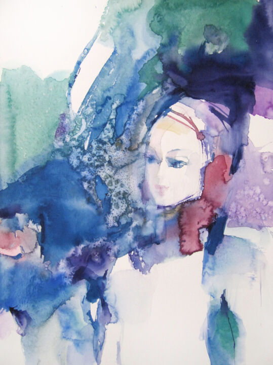 Painting titled "Candeur" by Sylvia Baldeva, Original Artwork, Watercolor