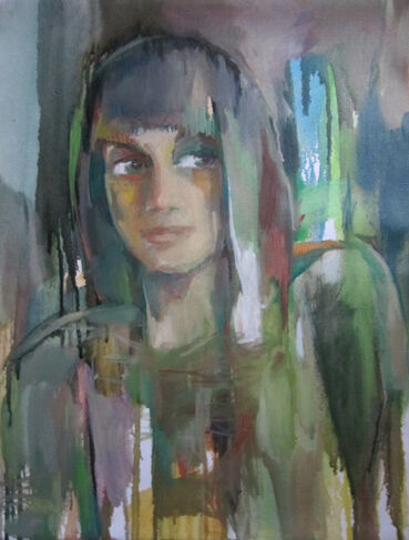 제목이 "L'esprit de la forêt"인 미술작품 Sylvia Baldeva로, 원작, 기름 나무 들것 프레임에 장착됨