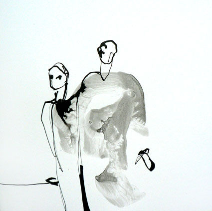 Dibujo titulada "Doublure" por Sylvia Baldeva, Obra de arte original, Tinta