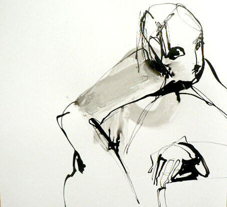 Drawing titled "Méfiance" by Sylvia Baldeva, Original Artwork, Ink