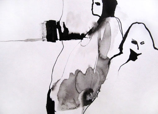Dibujo titulada "Sur un fond" por Sylvia Baldeva, Obra de arte original, Tinta