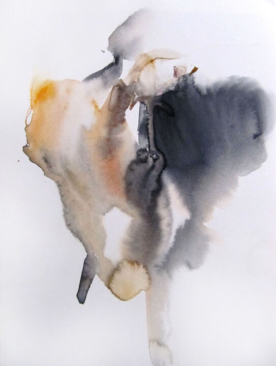 Pintura intitulada "Dans le brouillard" por Sylvia Baldeva, Obras de arte originais, Aquarela
