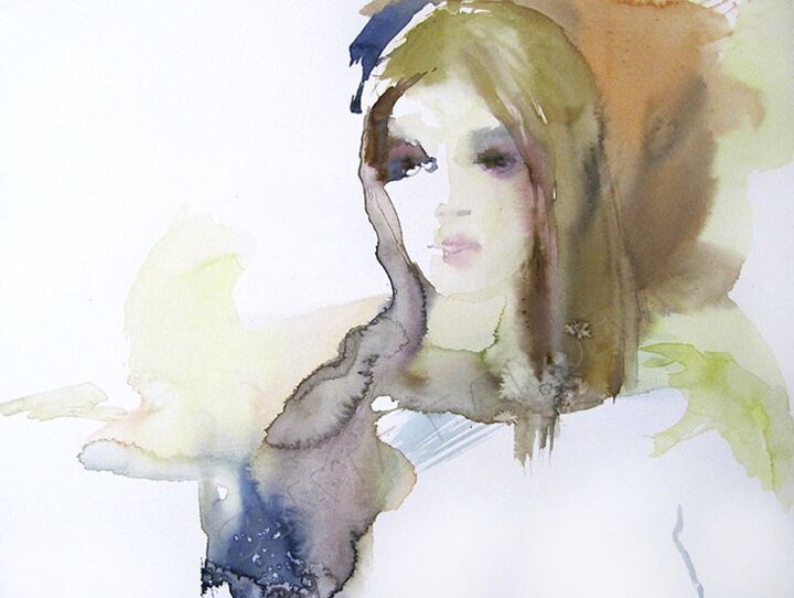 Malerei mit dem Titel "Innocente" von Sylvia Baldeva, Original-Kunstwerk, Aquarell