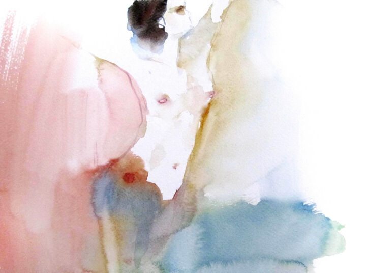 Painting titled "Libérée" by Sylvia Baldeva, Original Artwork, Watercolor