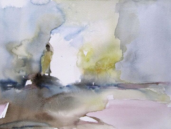 Peinture intitulée "Lumière blanche" par Sylvia Baldeva, Œuvre d'art originale, Aquarelle