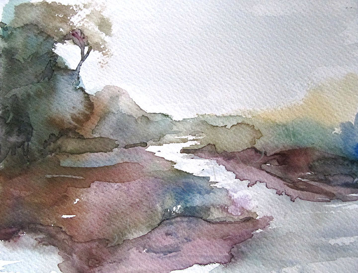 Painting titled "Rivière" by Sylvia Baldeva, Original Artwork, Watercolor