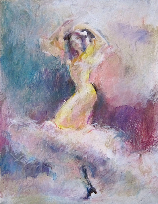 Malerei mit dem Titel "Danseuse" von Sylvia Baldeva, Original-Kunstwerk, Pastell