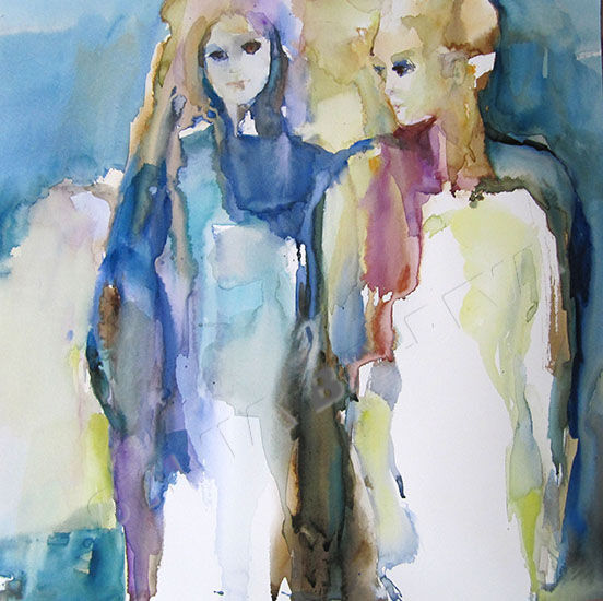 Pittura intitolato "Confidenciel" da Sylvia Baldeva, Opera d'arte originale, Acquarello