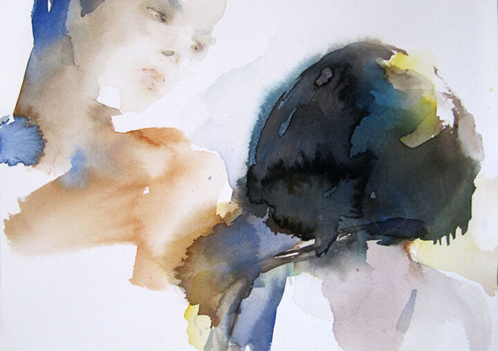 Painting titled "Suite à l'évènement" by Sylvia Baldeva, Original Artwork, Watercolor