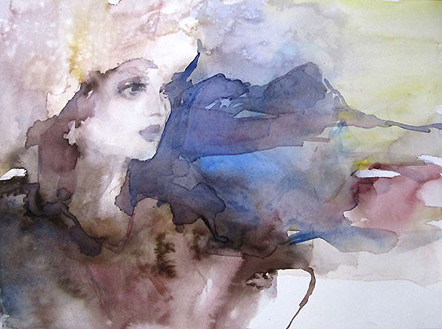 Painting titled "Espoir" by Sylvia Baldeva, Original Artwork, Watercolor