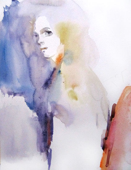 Painting titled "Aperçu" by Sylvia Baldeva, Original Artwork, Watercolor