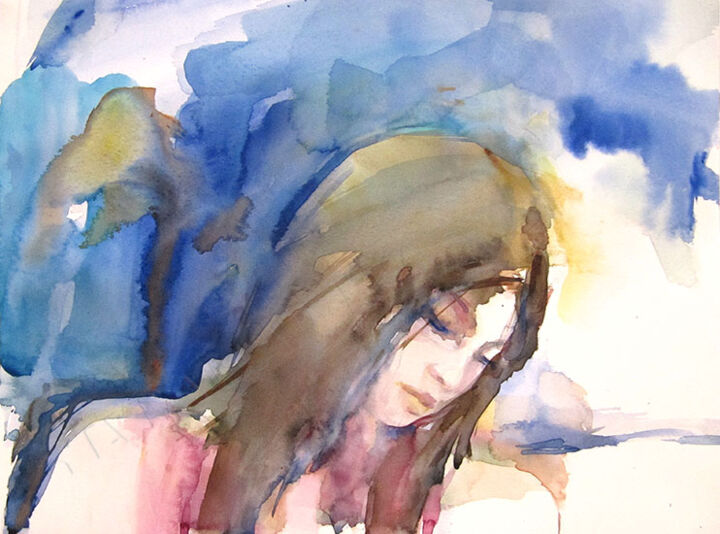 Картина под названием "Pensées" - Sylvia Baldeva, Подлинное произведение искусства, Акварель