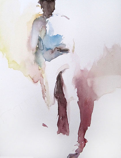 Painting titled "Partir" by Sylvia Baldeva, Original Artwork, Watercolor