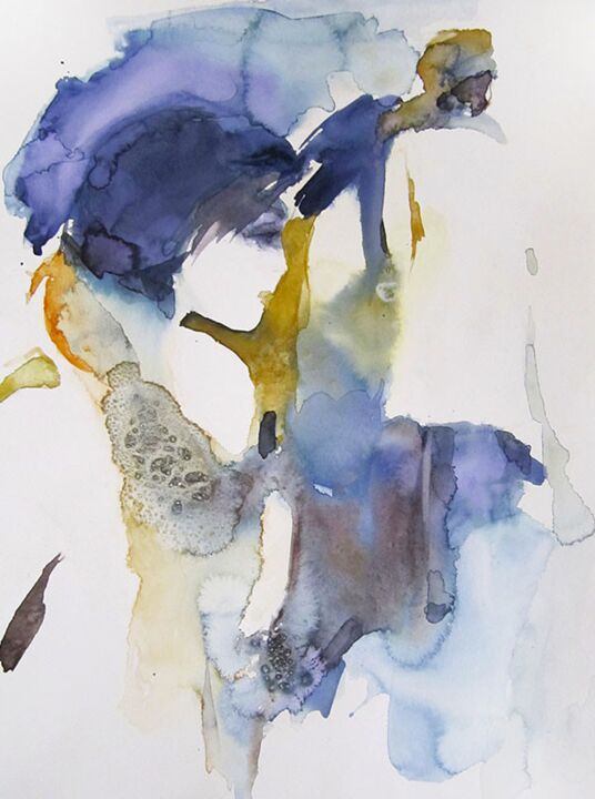 Painting titled "Séparation" by Sylvia Baldeva, Original Artwork, Watercolor