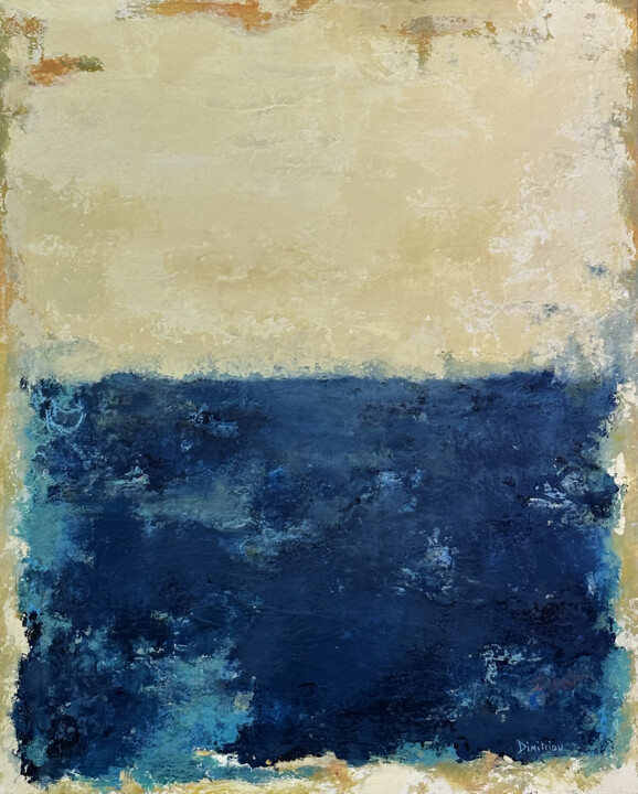 Painting titled "Ocean Blue" by Sylvia Dimitriou, Original Artwork, Acrylic Mounted on Wood Stretcher frame