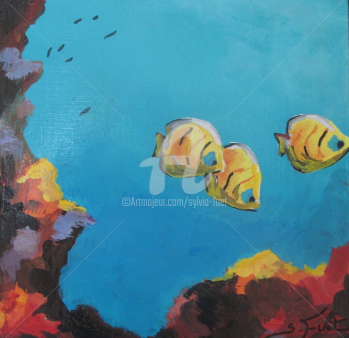 Painting titled "CITRONS" by Sylvia Fuet, Original Artwork, Acrylic