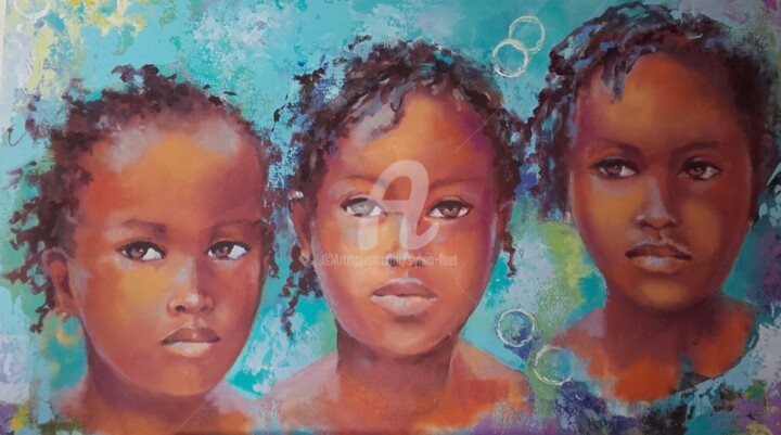 Pittura intitolato "21-petite-afrique-3…" da Sylvia Fuet, Opera d'arte originale, Olio