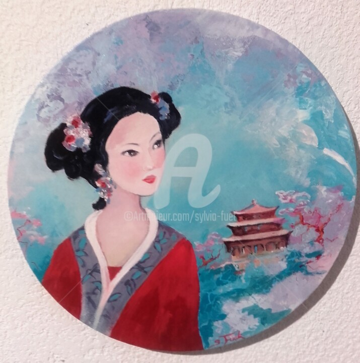 Painting titled "CHINOISERIES II" by Sylvia Fuet, Original Artwork, Oil