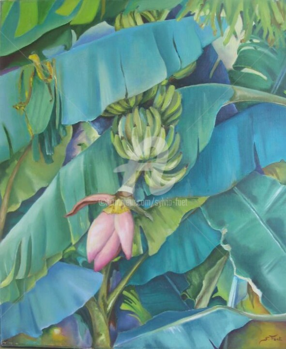 Painting titled "bananier III" by Sylvia Fuet, Original Artwork