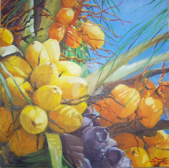 Painting titled "COCOS SOLEIL  II" by Sylvia Fuet, Original Artwork
