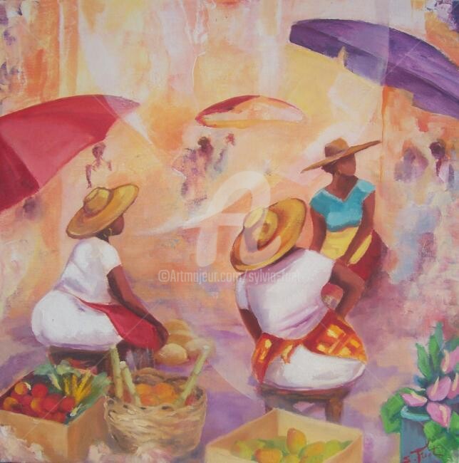 Painting titled "TI MARCHE" by Sylvia Fuet, Original Artwork