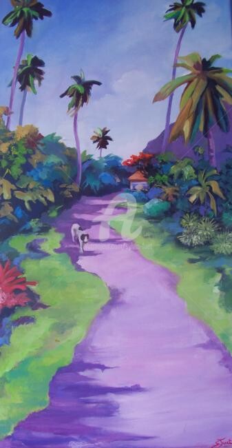 Painting titled "TRACE CARAIBE" by Sylvia Fuet, Original Artwork