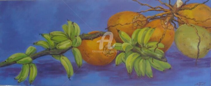 Painting titled "BANANES ET COCOS " by Sylvia Fuet, Original Artwork