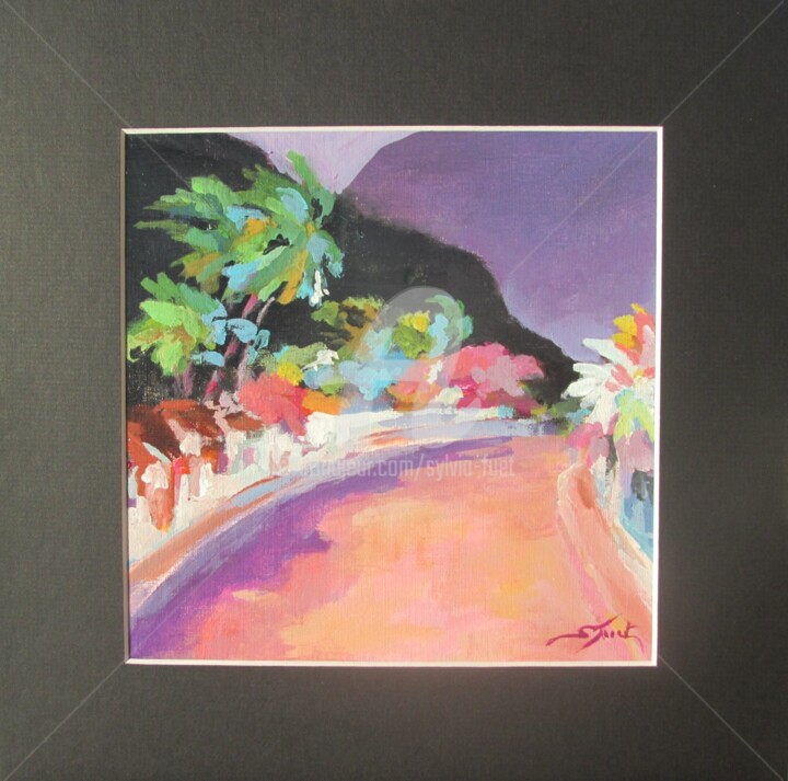 Painting titled "CARBET 30X30CM" by Sylvia Fuet, Original Artwork, Oil