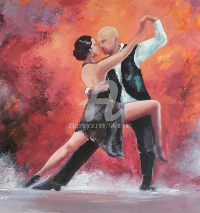 Painting titled "TANGO I" by Sylvia Fuet, Original Artwork, Oil