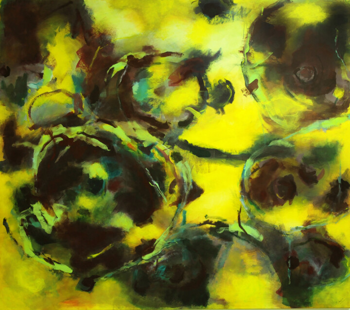 Malerei mit dem Titel "Pollenflug (II)" von Sylvia Moritz, Original-Kunstwerk, Acryl Auf Keilrahmen aus Holz montiert