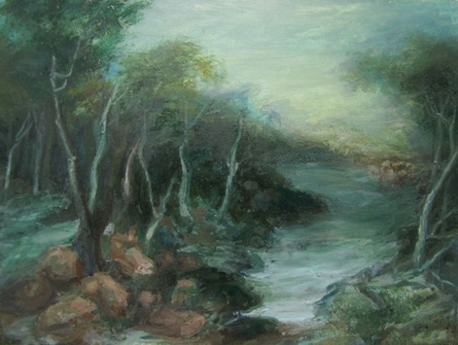 Painting titled "Green Foliage" by Sylvia Chan, Original Artwork